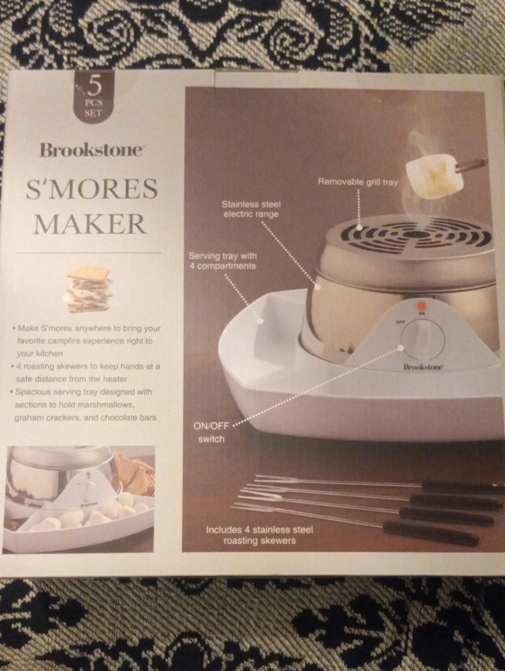 Brookstone White and Silver S'mores Maker with Serving Tray